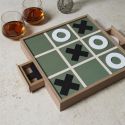 Jeu de tic tac toe en bois naturel avec 2 bacs de rangement et 10 pions inclus