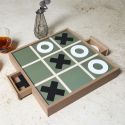 Jeu de tic tac toe en bois naturel avec 2 bacs de rangement et 10 pions inclus