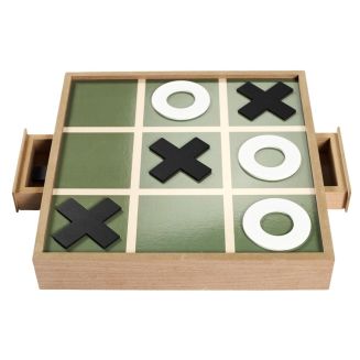 Jeu de tic tac toe en bois naturel avec 2 bacs de rangement et 10 pions inclus