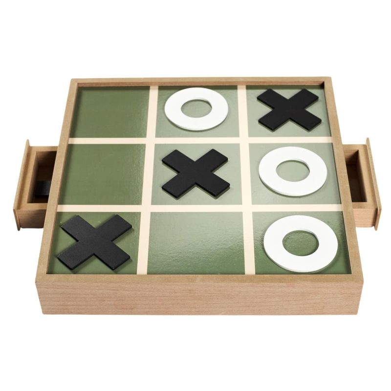 Jeu de tic tac toe en bois naturel avec 2 bacs de rangement et 10 pions inclus Jeu de tic tac toe en bois naturel avec 2 bacs de rangement et 10 pions inclus