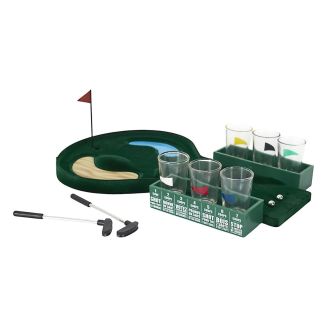 Jeu à boire mini golf avec parcours + 2 balles + 2 mini clubs métal et 6 verres à shot