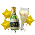 4 ballons en aluminium multicolores thème champagne (h.75cm)