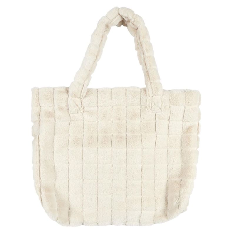 Sac fluffy en fausse fourrure crème en polyester