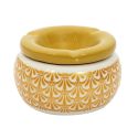 Cendrier en céramique style marocain blanc et doré ø8 cm