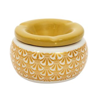 Cendrier en céramique style marocain blanc et doré ø8 cm