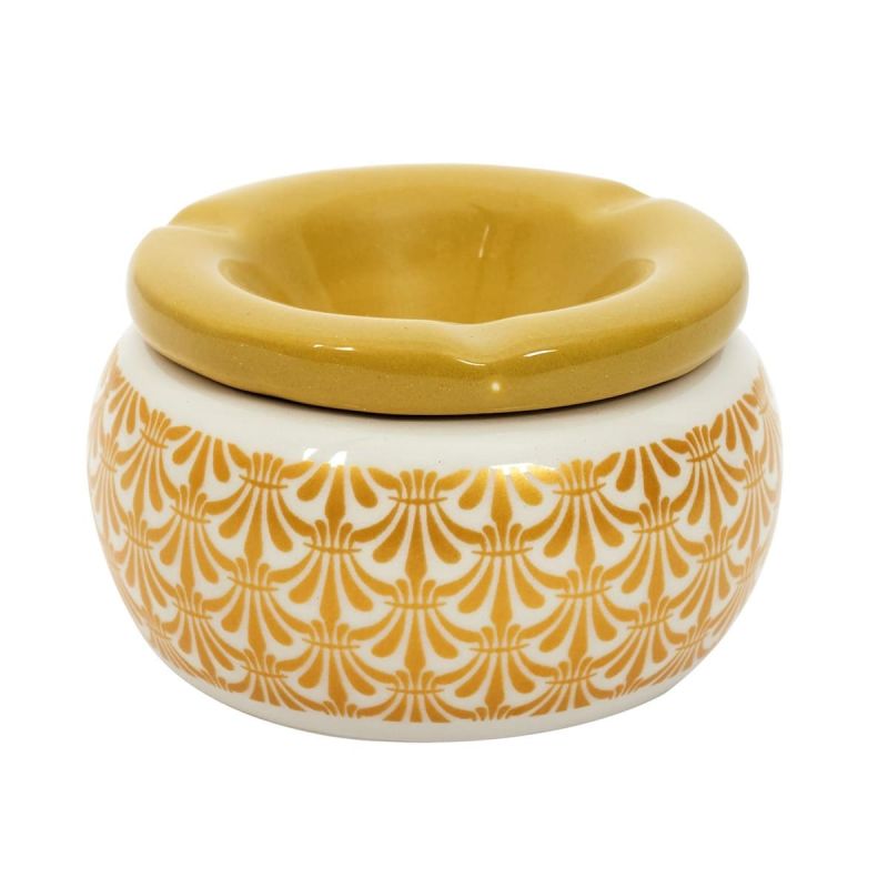 Cendrier en céramique style marocain blanc et doré ø8 cm Cendrier en céramique style marocain blanc et doré ø8 cm