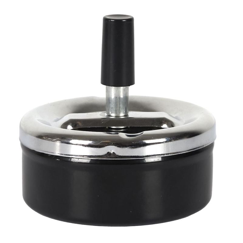 Cendrier poussoir en métal noir ø9cm
