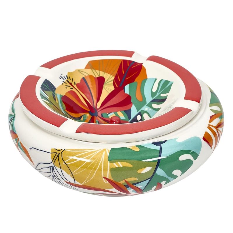 Cendrier XXL en céramique floral multicolore ø24cm Cendrier XXL en céramique floral multicolore ø24cm
