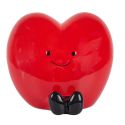 Tirelire cœur rouge style kawaii en céramique brillante
