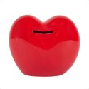 Tirelire cœur rouge style kawaii en céramique brillante