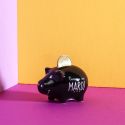 6 mini tirelires cochon semainier en céramique noire et blanche