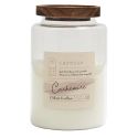 Bougie parfumée avec couvercle en acacia (H16,5 cm) senteur cachemire