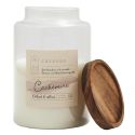 Bougie parfumée avec couvercle en acacia (H16,5 cm) senteur cachemire