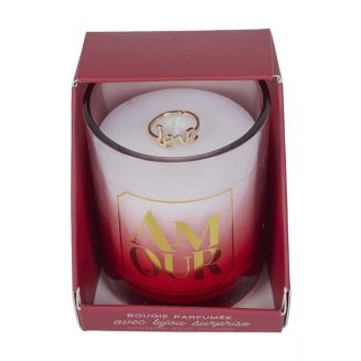 Bougie parfumée avec bague surprise (H8,4 cm) collection amour senteur rêve poudré