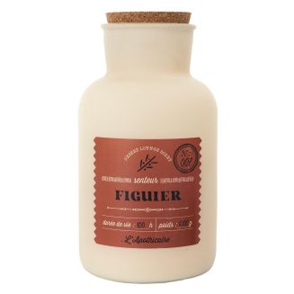 Bougie beige parfumée avec couvercle en liège (H27 cm) senteur figuier