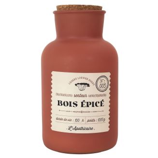 Bougie teracotta parfumée avec couvercle en liège (H27 cm) senteur bois épicé