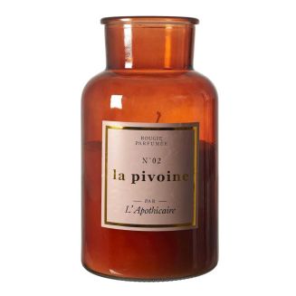 Bougie XXL en verre marron parfum pivoine (H25cm)