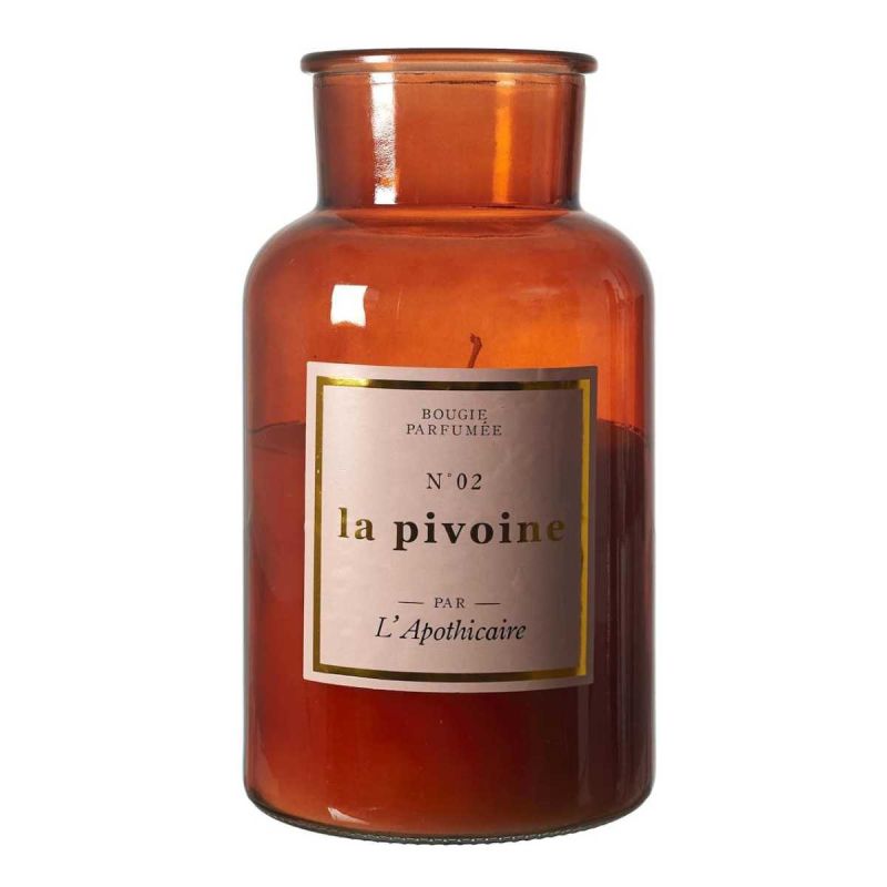 Bougie XXL en verre marron parfum pivoine (H25cm) Bougie XXL en verre marron parfum pivoine (H25cm)