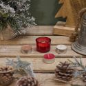 Calendrier de l’Avent Bougies Parfumées (3 parfums) avec Photophore en Verre Rouge