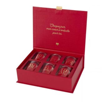 Coffret 6 bougies amour parfums musc blanc, orchidée blanche et rêve poudré