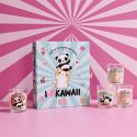 Coffret 4 bougies kawaii parfums guimauve et barbe à papa