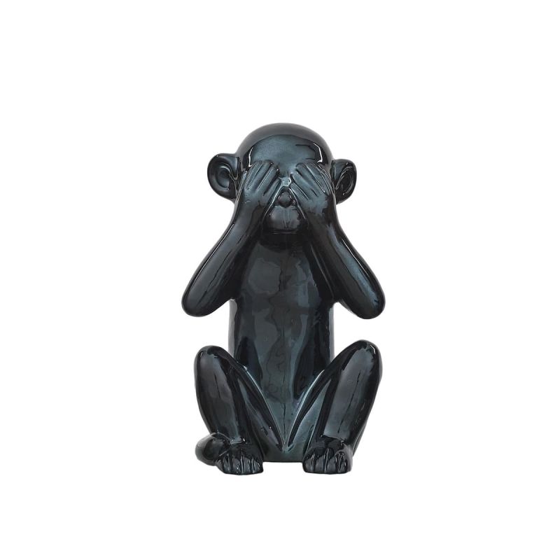 Statue noir singe de la sagesse "ne vois pas" H28cm Statue noir singe de la sagesse "ne vois pas" H28cm