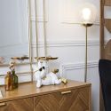 Vide-Poche bulldog couché blanc et or plateau servi