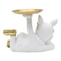 Vide-Poche bulldog couché blanc et or plateau servi