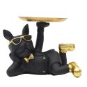 Vide-Poche bulldog couché noir et or plateau servi