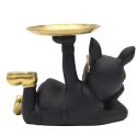 Vide-Poche bulldog couché noir et or plateau servi