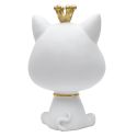 Vide-Poche chat bouche ouverte en polyrésine blanc et dorée