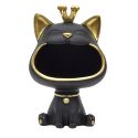 Vide-Poche chat bouche ouverte en polyrésine noir et dorée