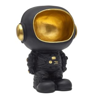 Vide-Poche astronaute en polyrésine noir et dorée