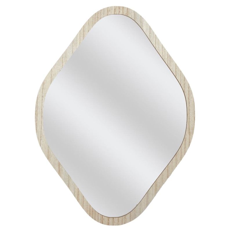Miroir déco losange 60 cm avec contour en bois