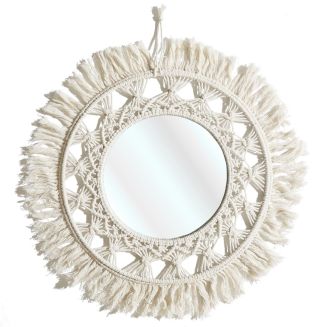 Miroir mural rond style bohème (Ø55 cm)