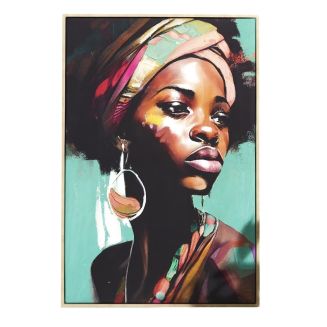 Tableau de décoration murale 60x90cm coloré portrait femme africaine