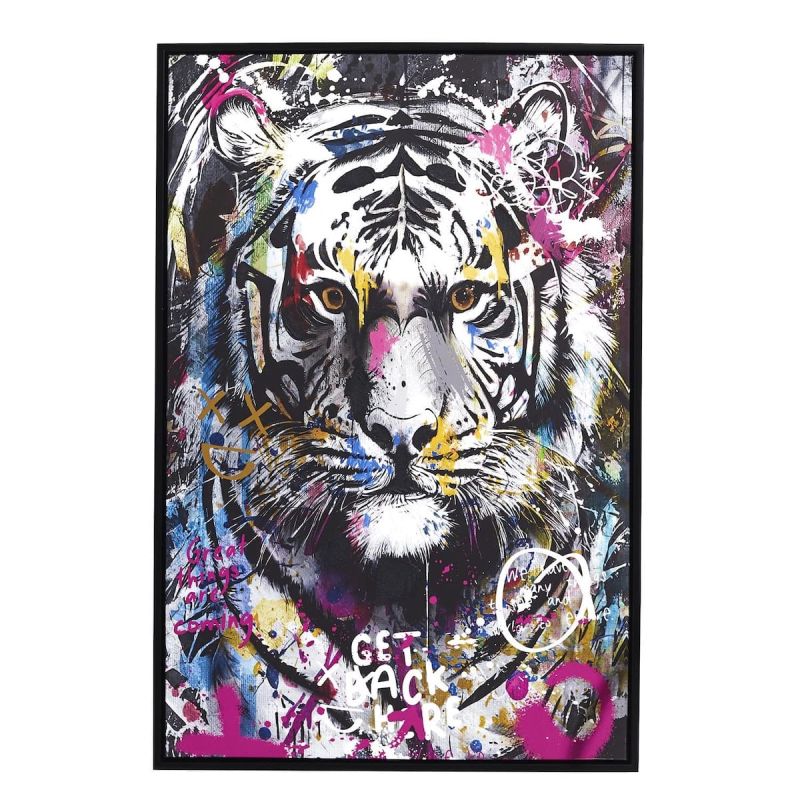 Tableau de décoration murale 60x90cm coloré pop art portrait tigre Tableau de décoration murale 60x90cm coloré pop art portrait tigre