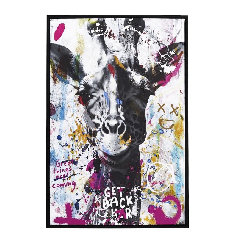 Tableau de décoration murale 60x90cm coloré pop art portrait girafe Tableau de décoration murale 60x90cm coloré pop art portrait girafe