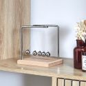 Pendule newton métallique avec 5 boules argentées (H15 cm)