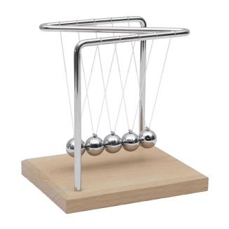 Pendule newton métallique avec 5 boules argentées (H15 cm)