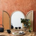Miroir à volet effet bois et façades en rotin - MAYA