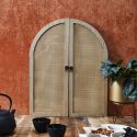 Miroir à volet effet bois et façades en rotin - MAYA