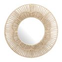 Miroir mural rond fleur imitation rotin (Ø50 cm)
