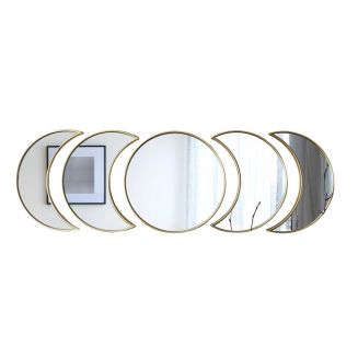 5 miroirs décoratifs phases de lune avec contour doré en polypropylène