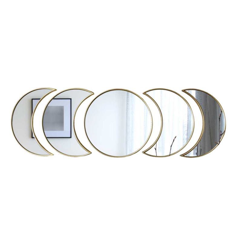 5 miroirs décoratifs phases de lune avec contour doré en polypropylène