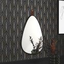 Miroir mural décoratif en forme de goutte avec lanière imitation cuir en polypropylène