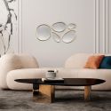5 miroirs muraux décoratifs aux formes organiques avec contour doré