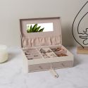 Boîte à bijoux blanche et rose en polyuréthane avec miroir et 2 tiroirs