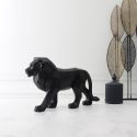 Statue lion noir style origami en polyrésine (L33 cm)