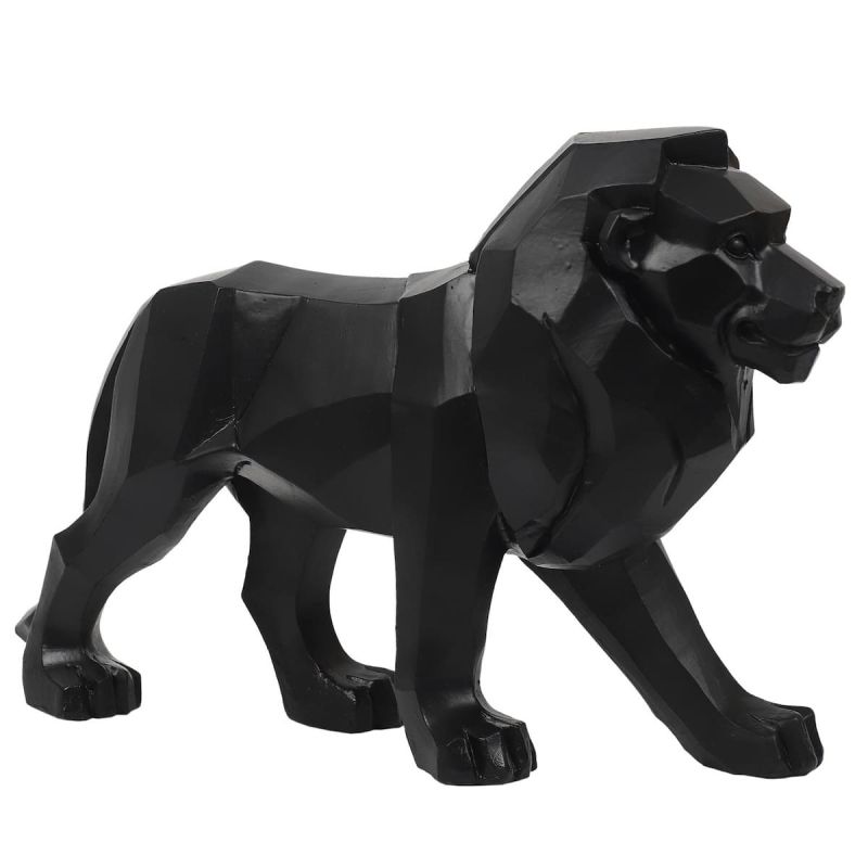 Statue lion noir style origami en polyrésine (L33 cm) Statue lion noir style origami en polyrésine (L33 cm)